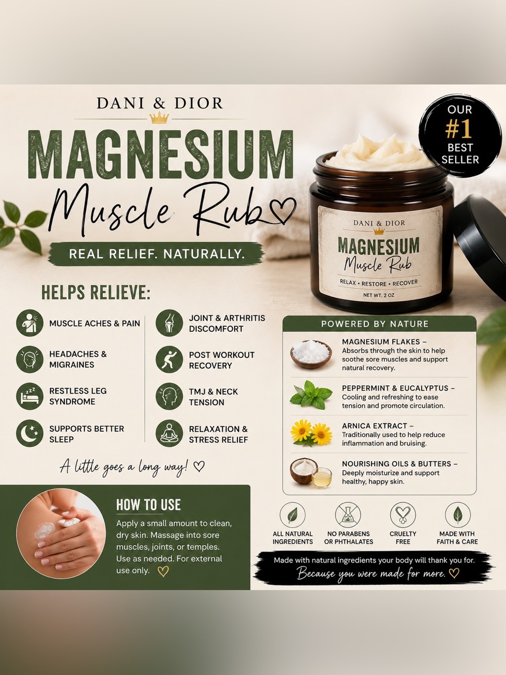 Magnesium  Rub - homemade- 2oz  jar or tin - Picture 2 of 3